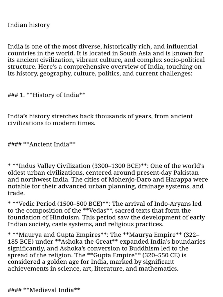 Overview of Indian History and Culture | PDF | South Asia