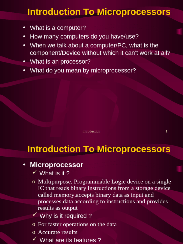 r23 Unit-1-1 Introduction To Microprocessors | PDF | Central Processing ...