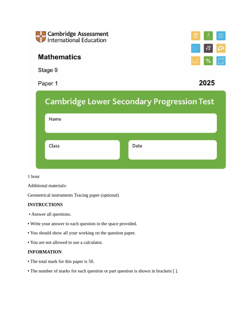 Math Exam Instructions and Questions | PDF | Numbers | Discrete Mathematics