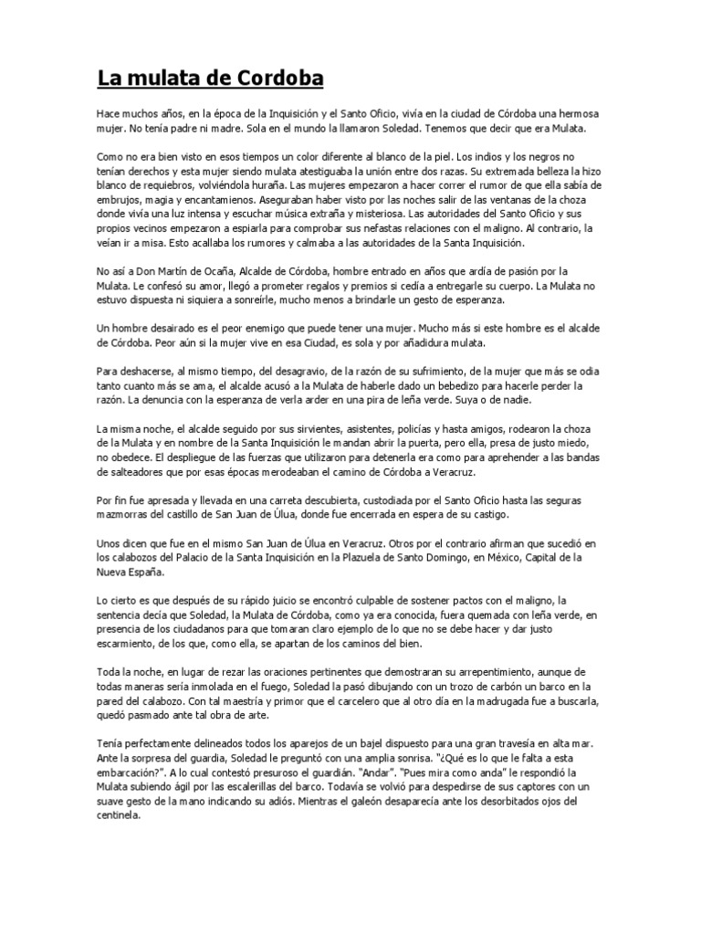 La leyenda de la Mulata de Córdoba | PDF | Inquisición
