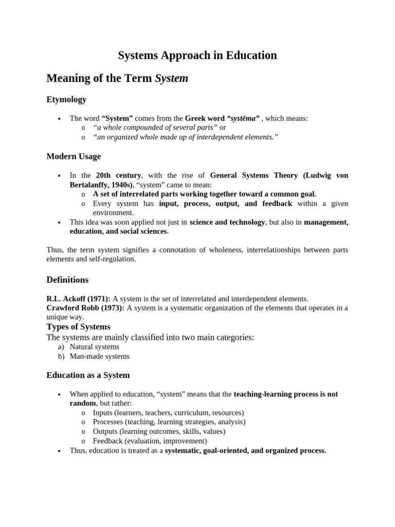System Approach in Education Explained | PDF | System | Learning