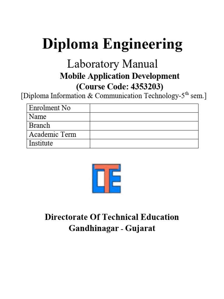 Mobile App Development Lab Manual | PDF | Engineering | Mobile App
