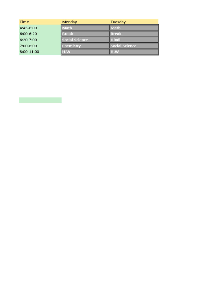 Weekly Class Schedule Overview | PDF