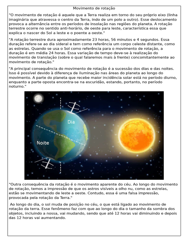 Entenda o Movimento de Rotação da Terra | PDF | Terra | Rotação