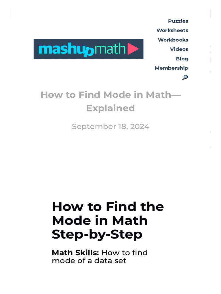 How to Find Mode in Math—Explained — Mashup Math | PDF