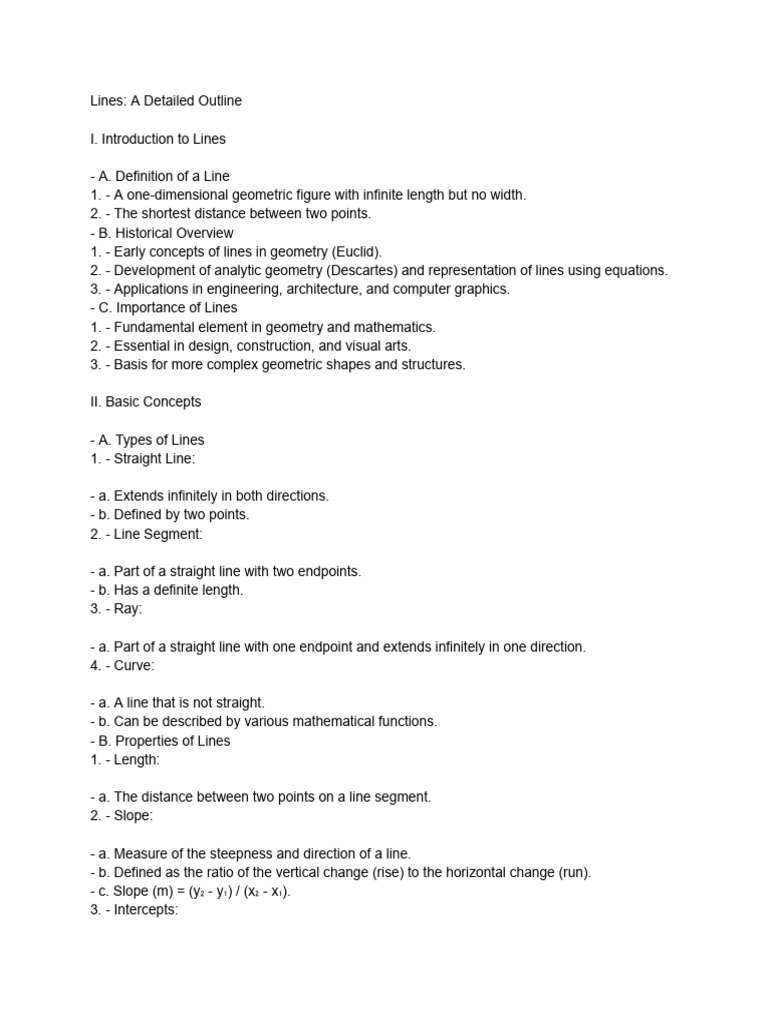 Lines - A Detailed Outline | PDF