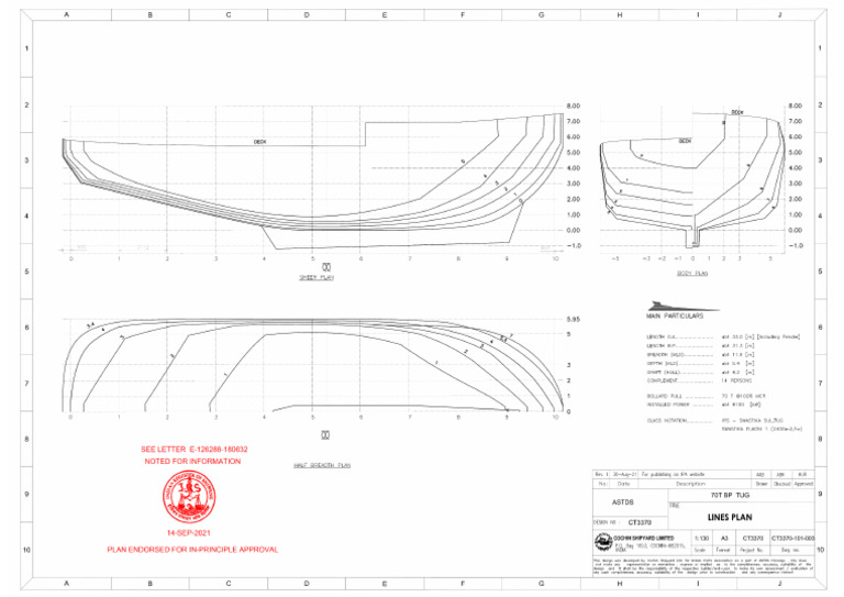 70TBP Tug Lines Plan | PDF