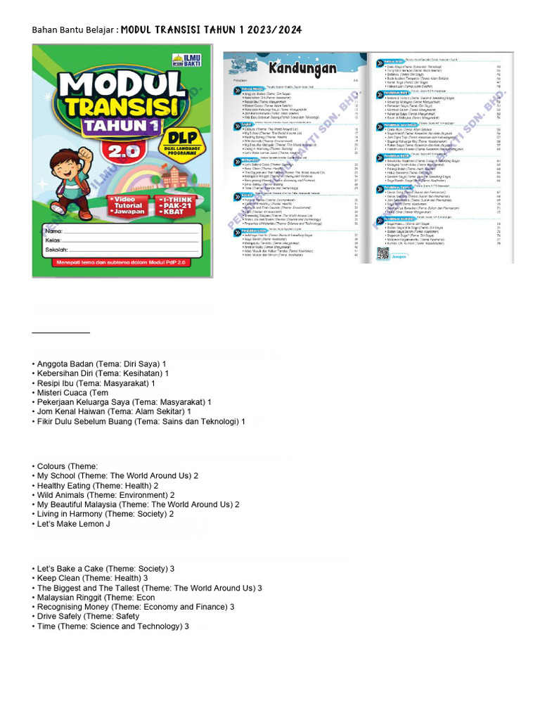 Modul Transisi Tahun 1 2023/2024 | PDF