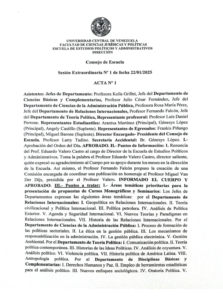 Acta Cde N°1 - 22 Ene 25 | PDF