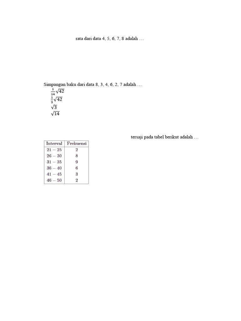 Statistika: Simpangan Rata-Rata dan Baku | PDF