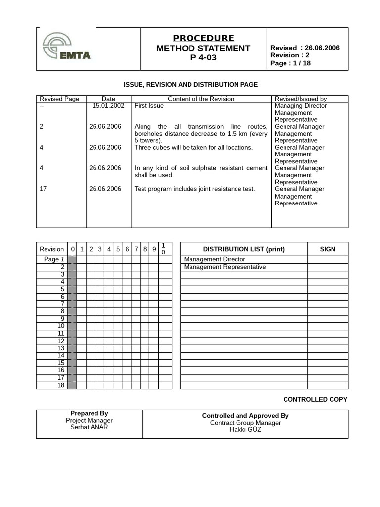 Construction Method Statement for Tower Foundations | PDF | Concrete ...