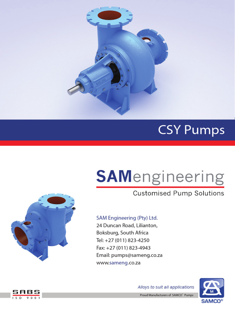 SAMCO CSY Chemical Process Pumps | PDF | Pump | Chemical Engineering