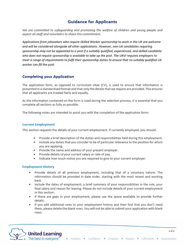 Application Guidance for Jobseekers | PDF