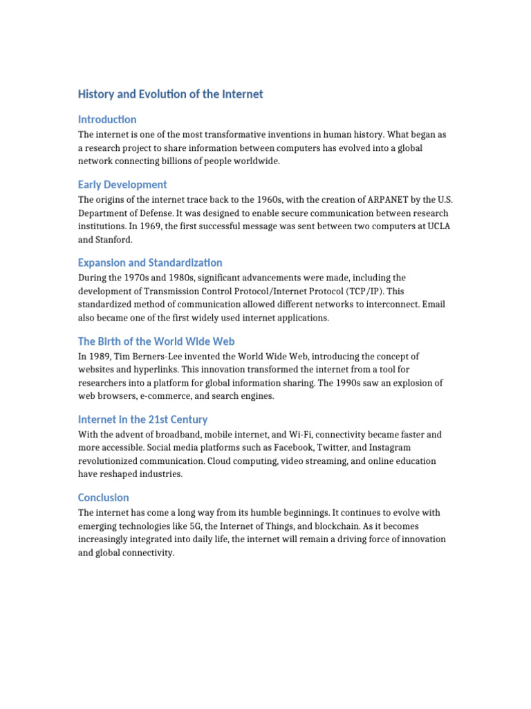 Evolution of the Internet Explained | PDF