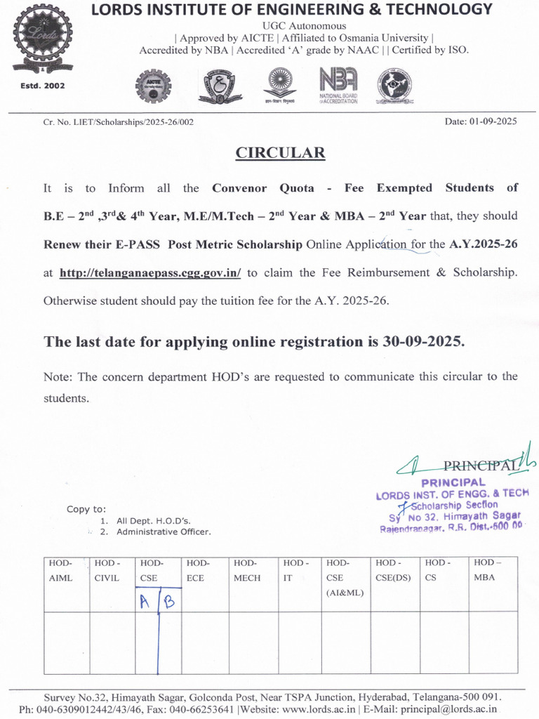 E-Pass Renewal A.y.2025-26 Circular Dt01.09.2025 | PDF