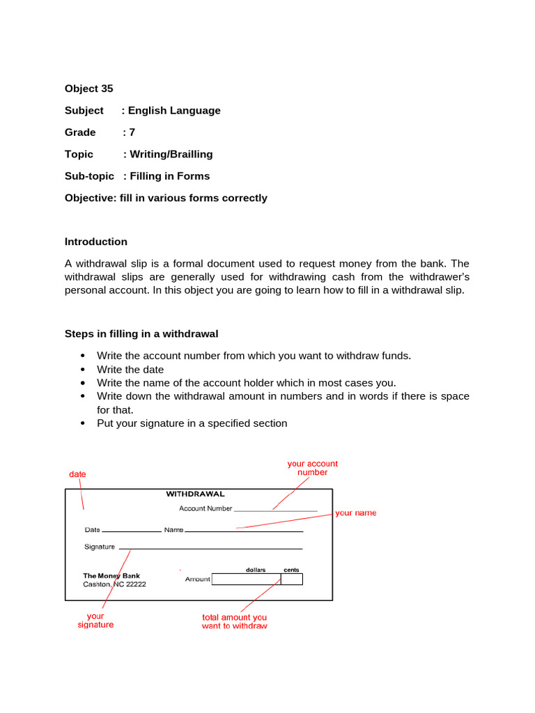Writing, Brailing - Filling in Forms | PDF