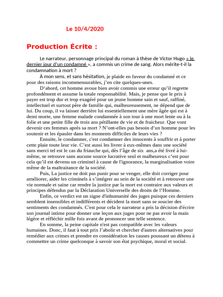 Plaidoyer contre la peine de mort | PDF | Peine capitale