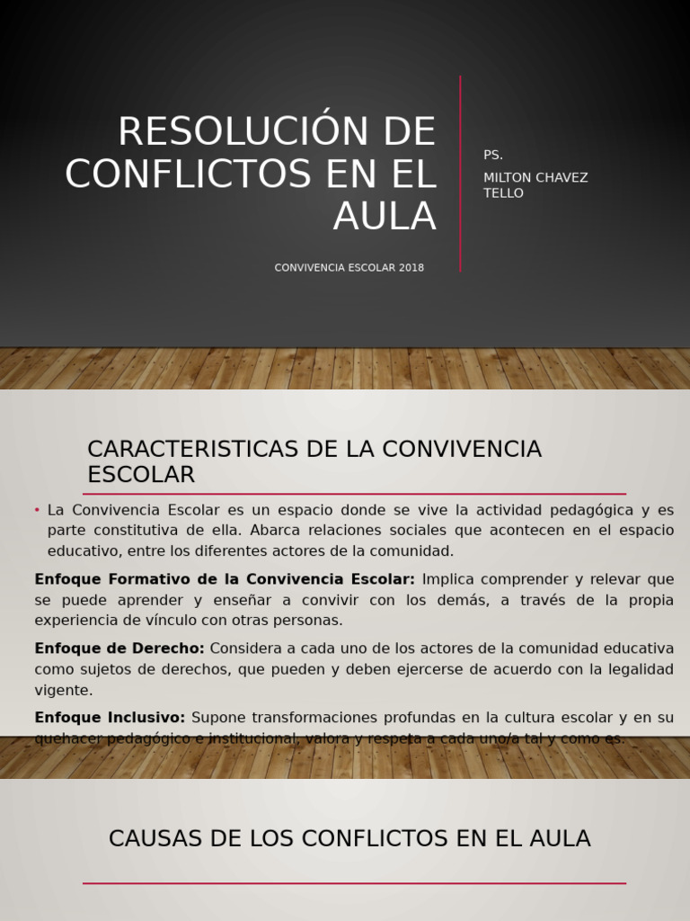 Presentacion Resolucion de Conflictos | PDF | Salón de clases | Las ...