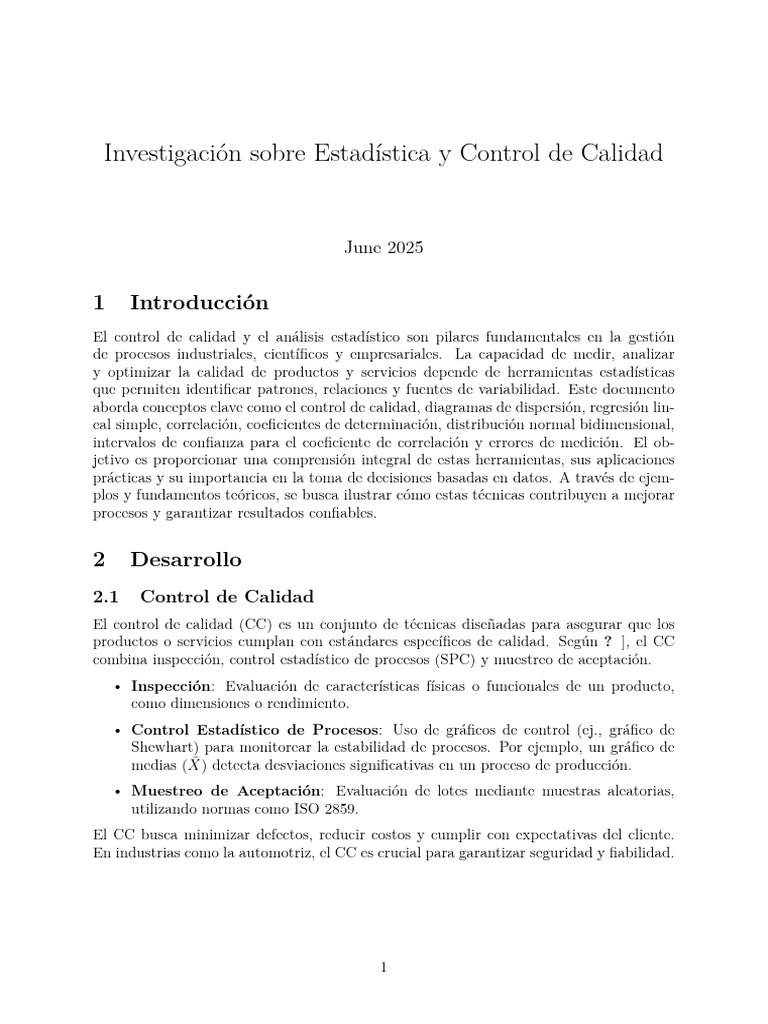 Estadística en Control de Calidad | PDF | Estadísticas | Calidad ...