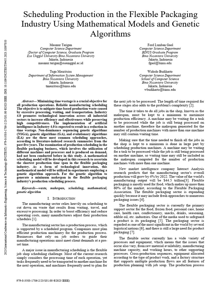 Scheduling Production in The Flexible Packaging Industry Using ...