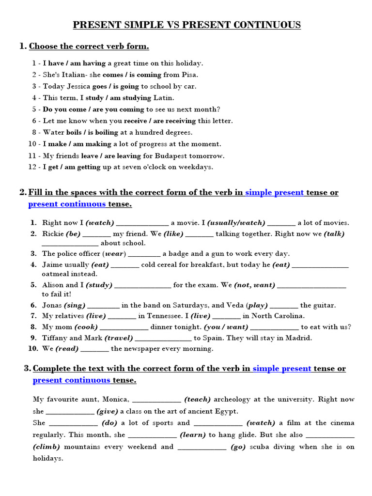 Present Simple vs Continuous Tense Guide | PDF | Chess Theory | Chess