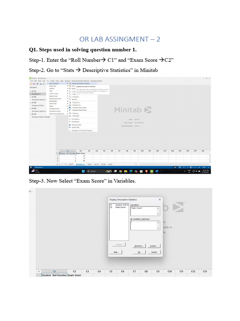 Minitab Descriptive Statistics Guide | PDF