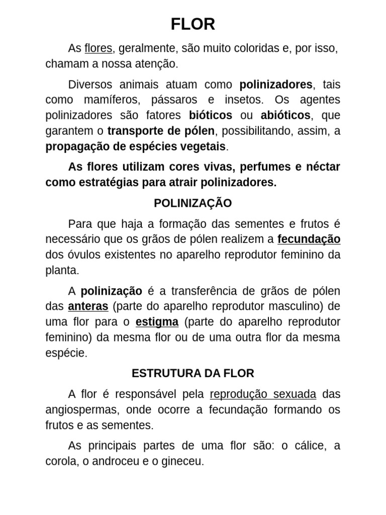 Estrutura e Função das Flores e Frutos | PDF | Flores | Polinização