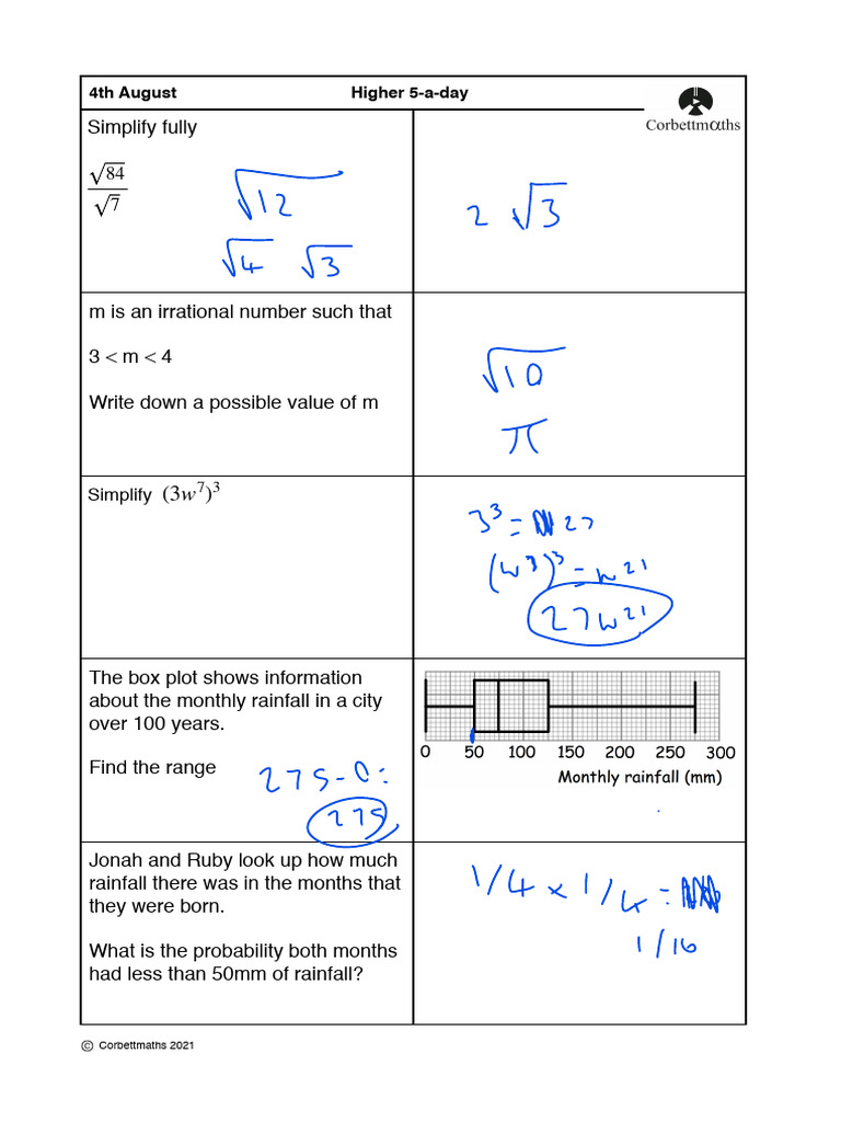 5 A Day 4 Aug Higher | PDF