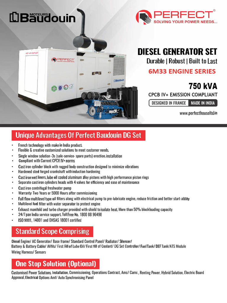 Perfect Baudouin 750 Kva CPCB IV+ Emission Compliant-2 | PDF