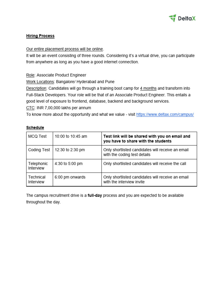 DeltaX - Virtual Campus Drive 2026 | PDF