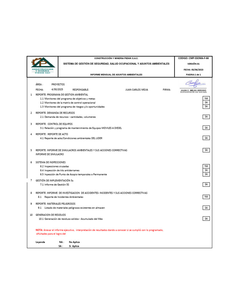 Informe Mensual de Aa-Abril - 2025 | PDF | Seguridad y salud ...