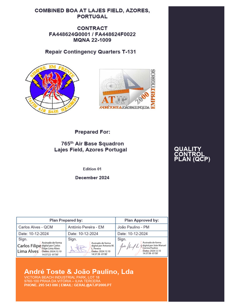 Quality Control Plan (QCP) | PDF | Specification (Technical Standard ...