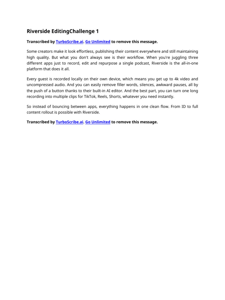 Riverside EditingChallenge 1 | PDF