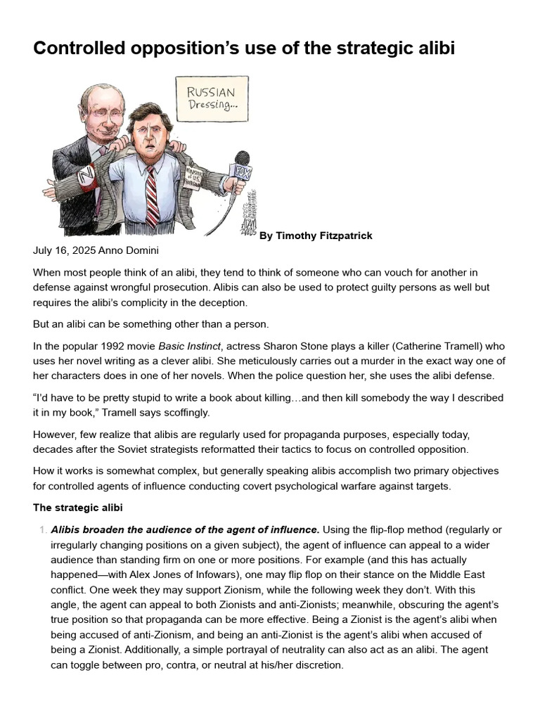 Controlled Opposition's Use of The Strategic Alibi | PDF | Propaganda