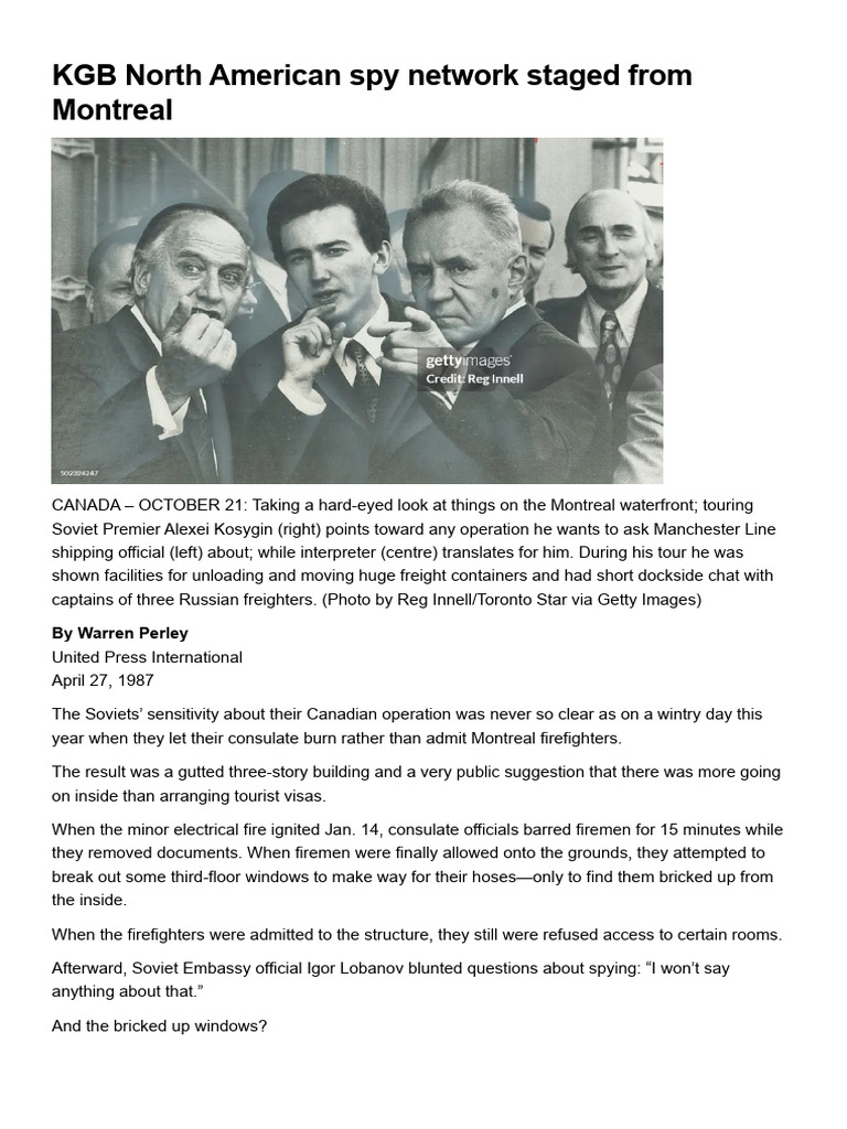 KGB Espionage Operations in Montreal | PDF | KGB | Espionage