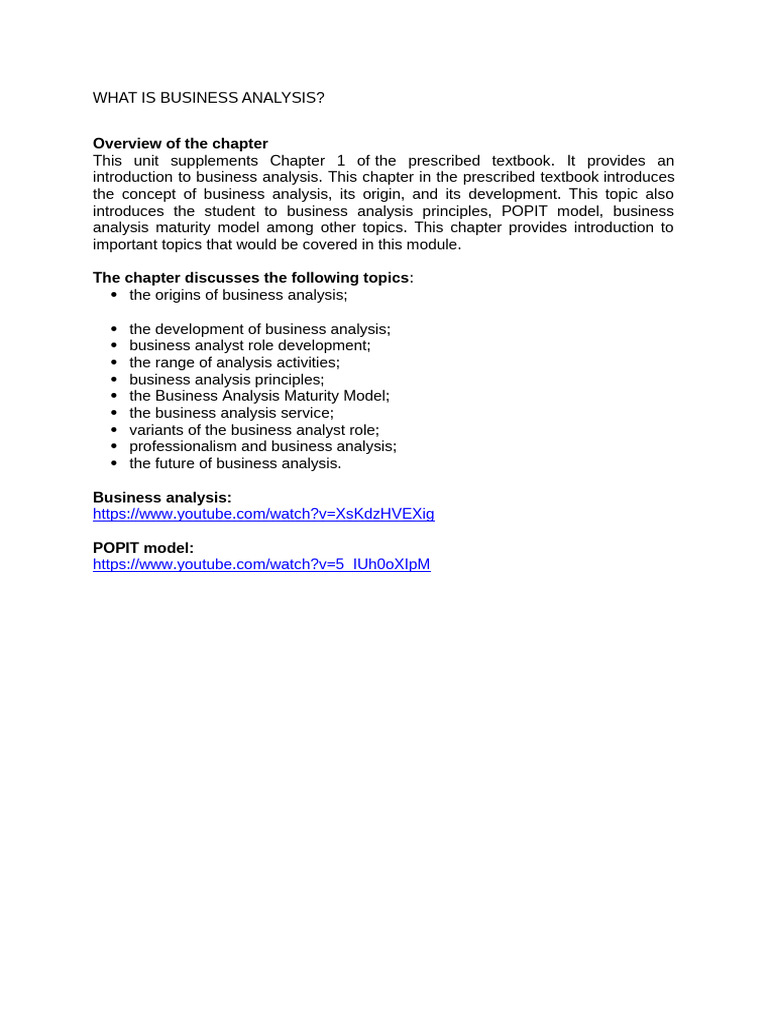 Introduction to Business Analysis Concepts | PDF