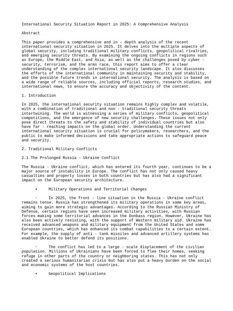 2025 International Security Analysis | PDF | Israel | World Politics