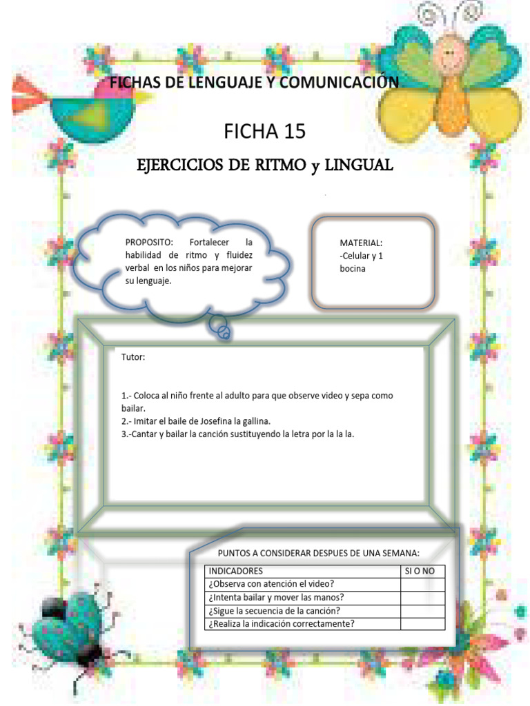 Ejercicios de Ritmo y Lenguaje Infantil | PDF