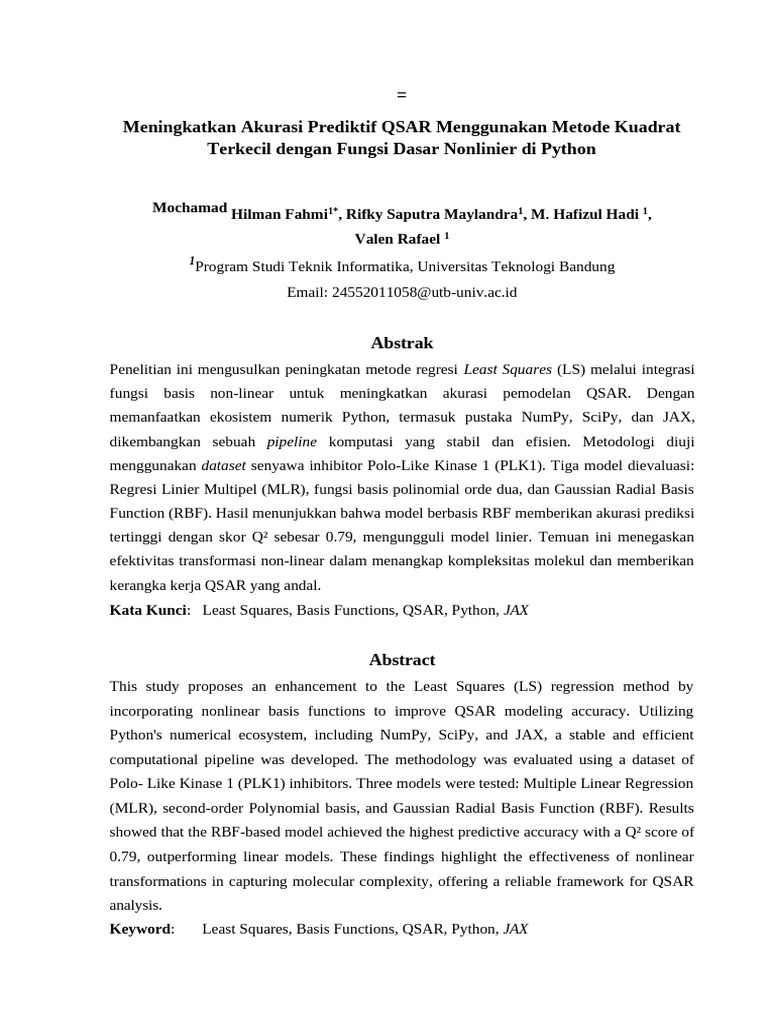 Peningkatan Akurasi QSAR dengan RBF Python | PDF