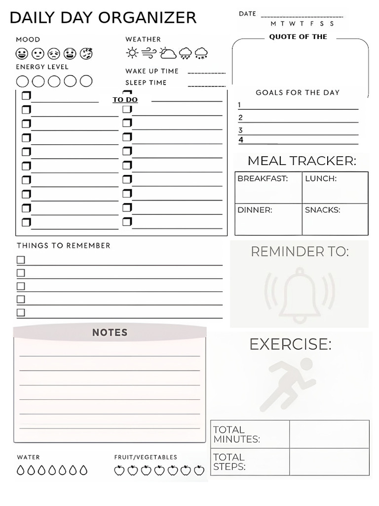 Daily Day Organizer | PDF