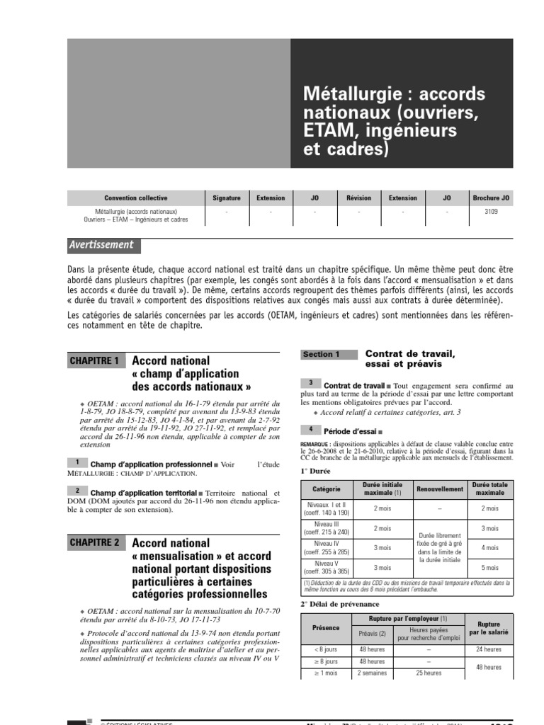 Convention Collective Métallurgie Ingénieurs Et Cadres Pdf Métallurgie (Accords Nationaux Ouvriers, ETAM, Ingénieurs Et Cadres) | PDF  | Heures supplémentaires | Congé annuel