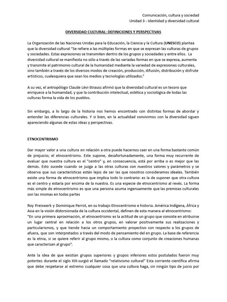 Identidad y Diversidad Cultural en Sociedad | PDF | Relativismo ...