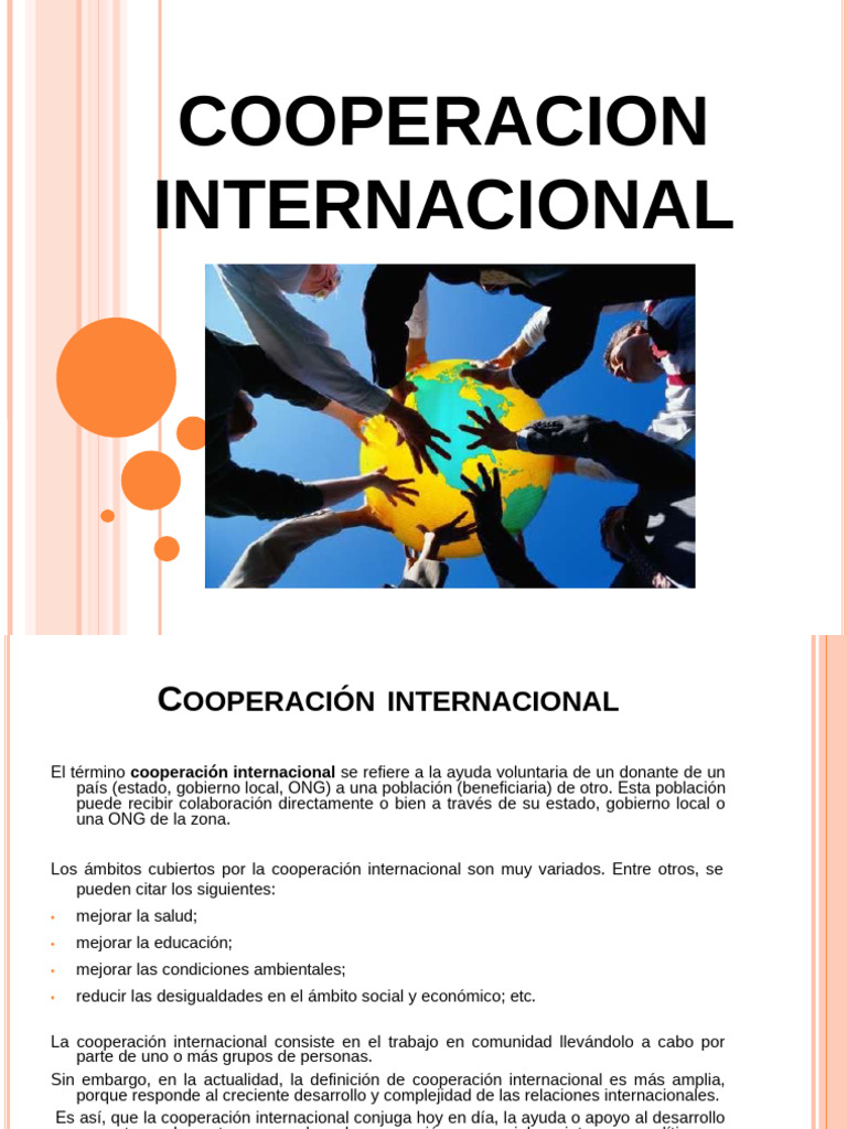 Tipos y Ámbitos de Cooperación Internacional | PDF | Ayuda para el ...
