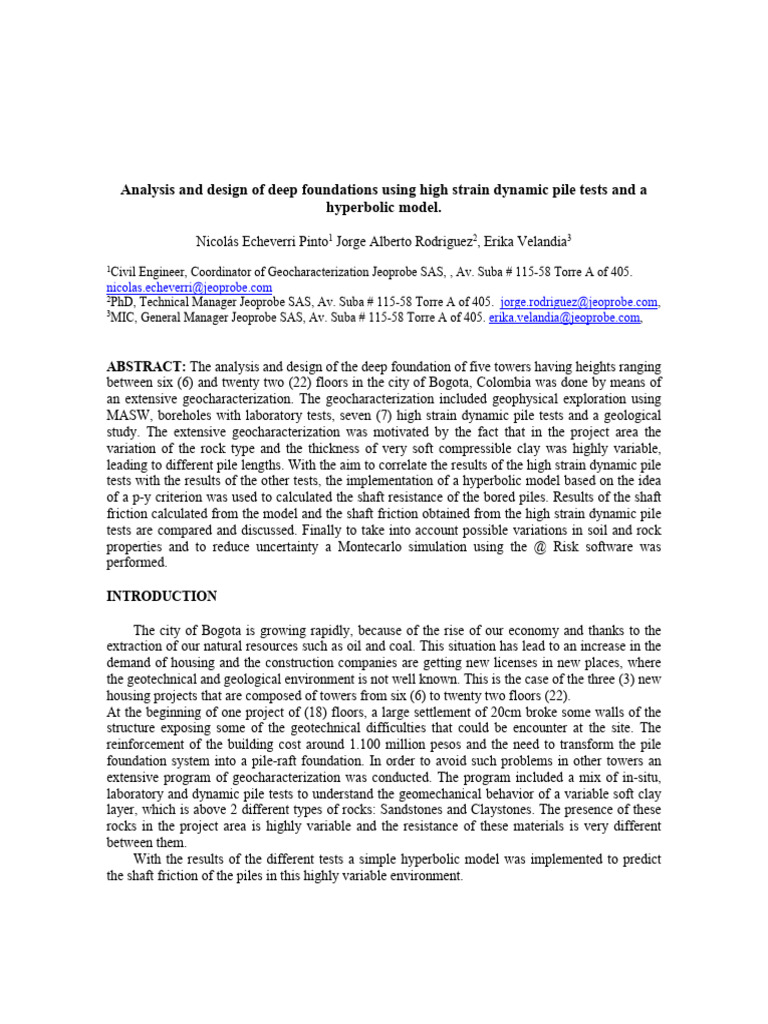 Deep Foundation Analysis with Pile Tests | PDF | Geotechnical ...