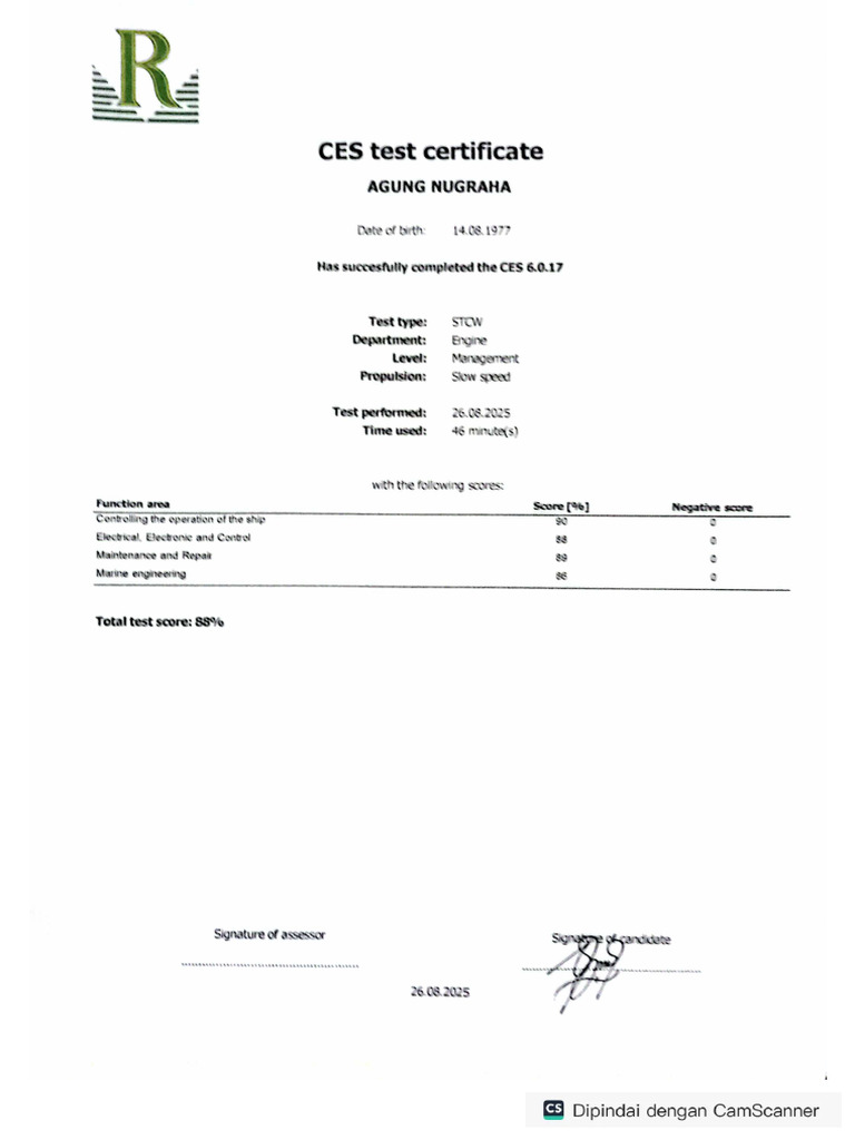CES Test Vertificate | PDF