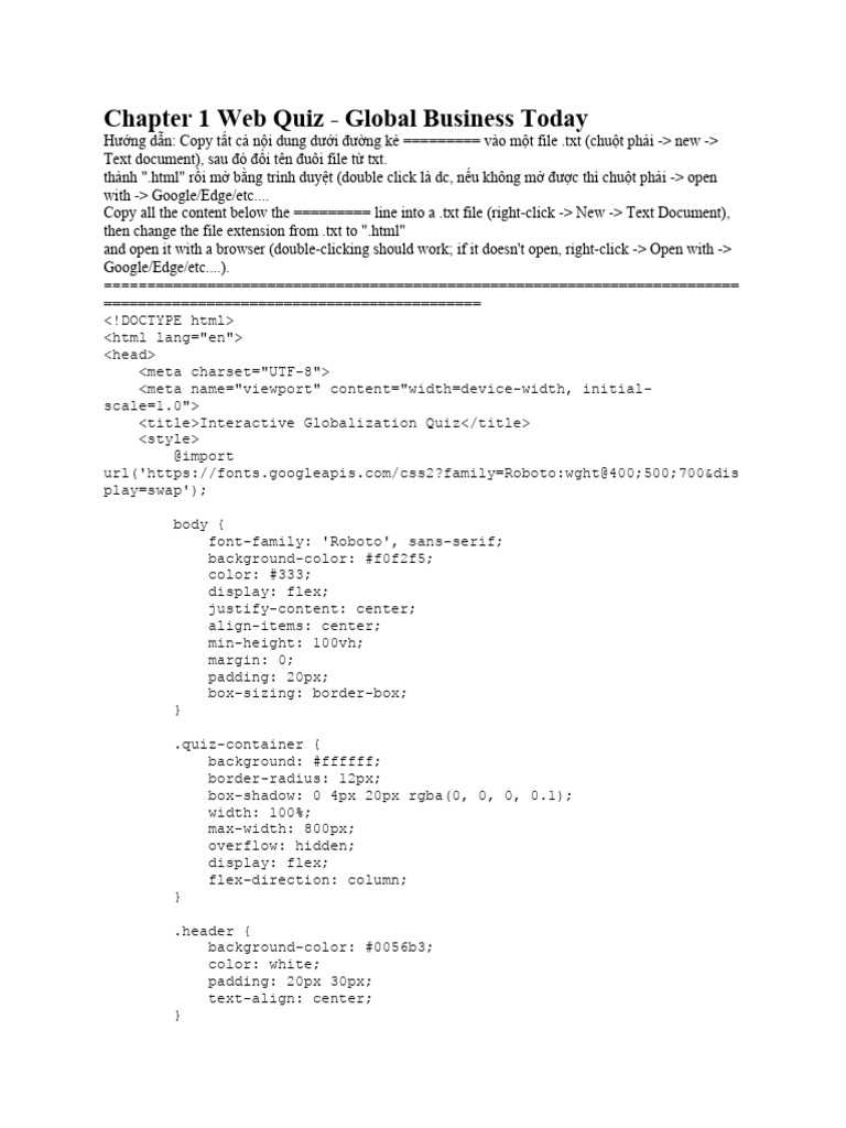 Chapter 1 Web Quiz - Global Business Today-Pages-1 | PDF