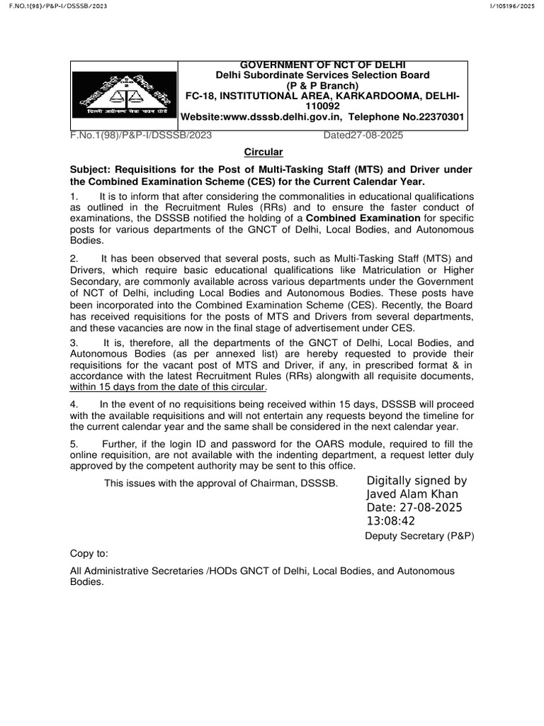 Circular Regarding MTS-Driver | PDF