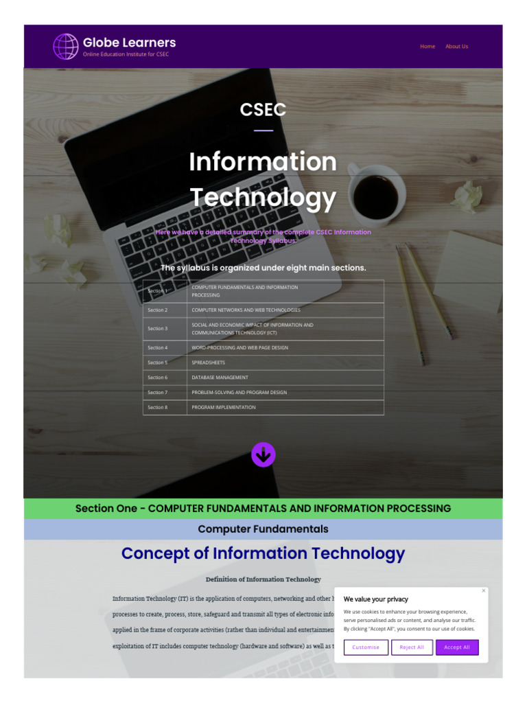 CSEC Information Technology Syllabus Guide | PDF | Computer Data ...