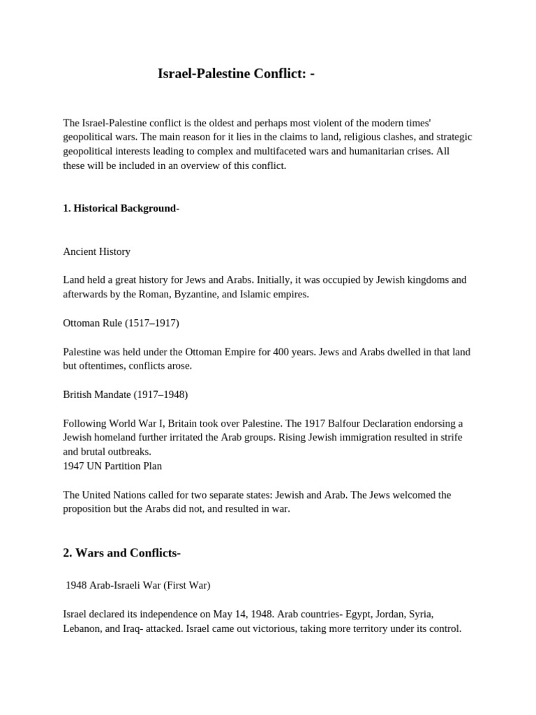 Israel-Palestine Conflict Overview | PDF | Israel | World Politics