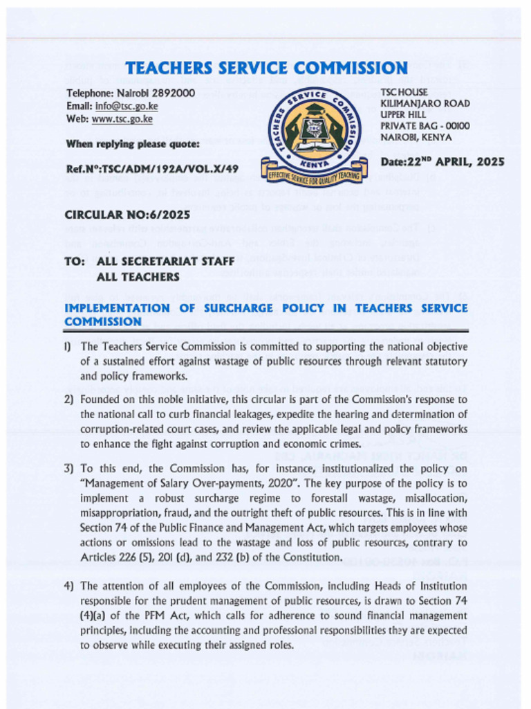 Implementation of Surcharge Policy in TSC | PDF